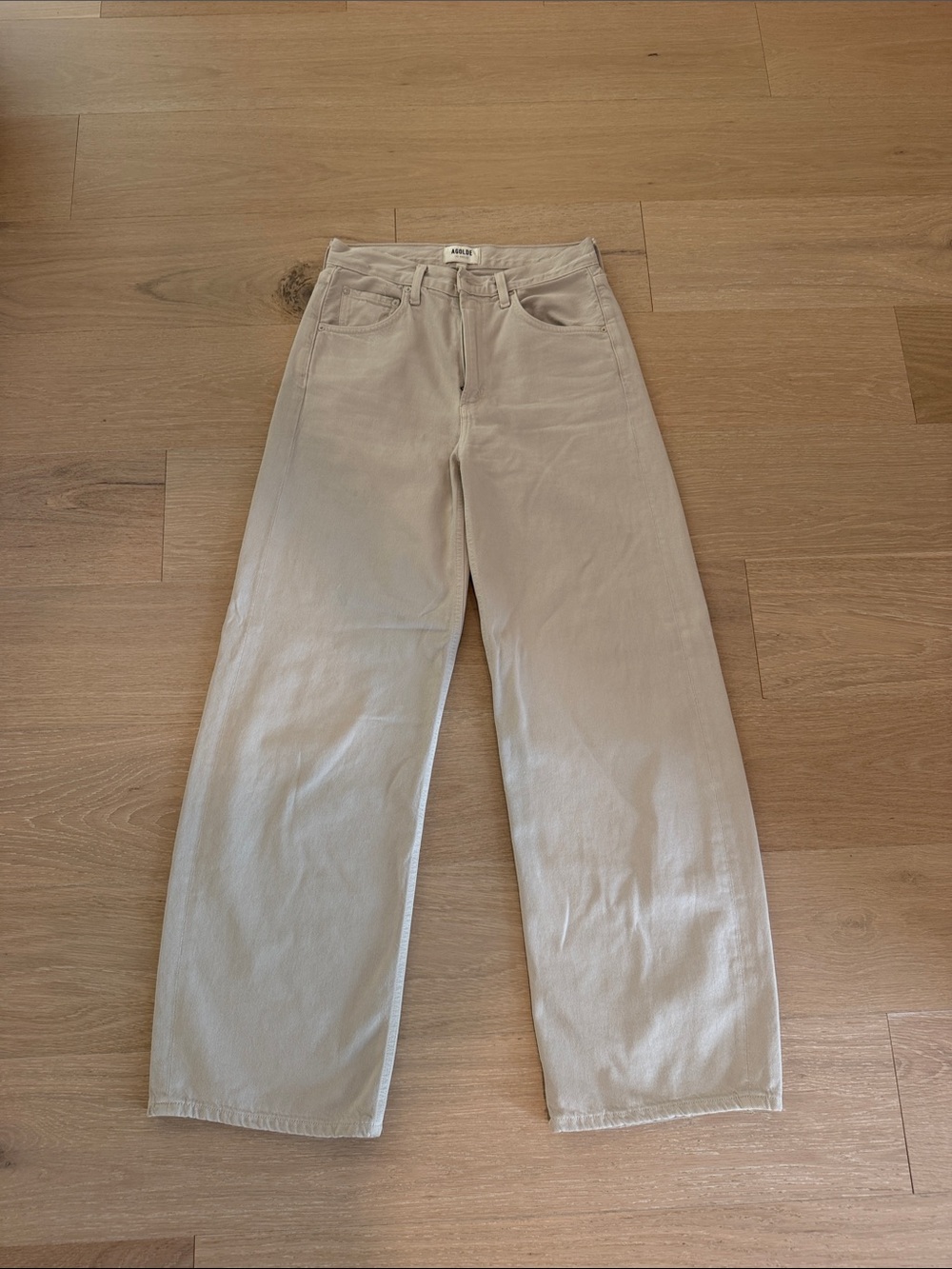 Agolde Men's Beige Wide-Leg Chinos